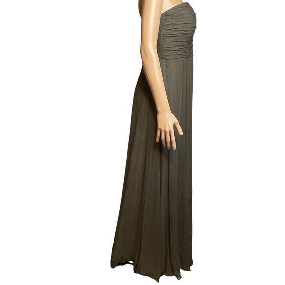 Jenny Yoo Collection Brown Silk Ruched Strapless Formal Evening Gown 10 - Picture 5 of 16
